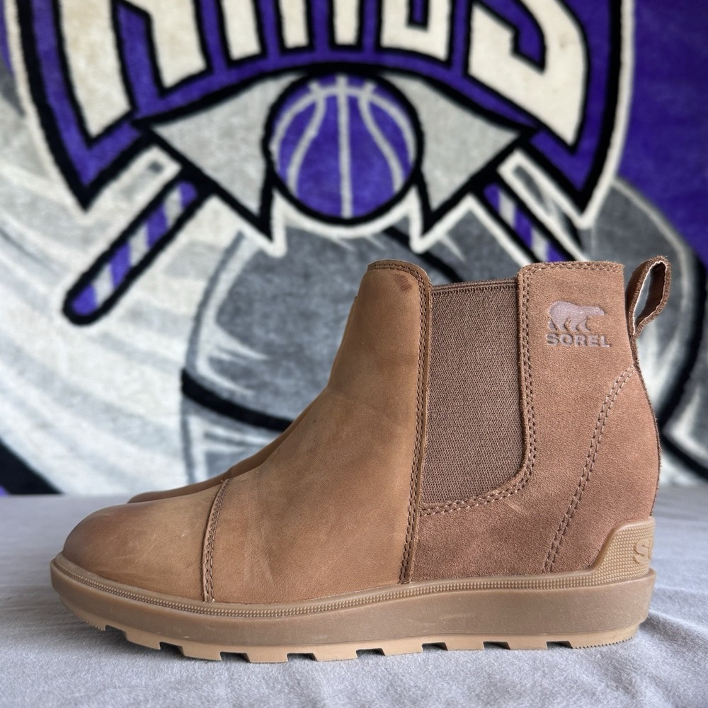 Size 7 - Sorel Evie II Chelsea Boots Camel Suede‎ Women's NL5020-243